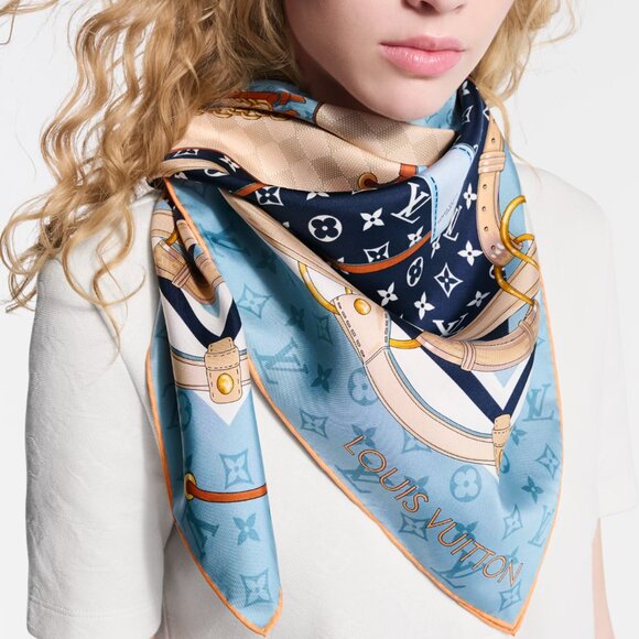 Louis Vuitton Blue and White Scarf - Picture 1 of 13